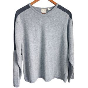 CRB Khakis V-Neck Merino Wool Blend Colorblock Sweater Mens Large Y2K Layering